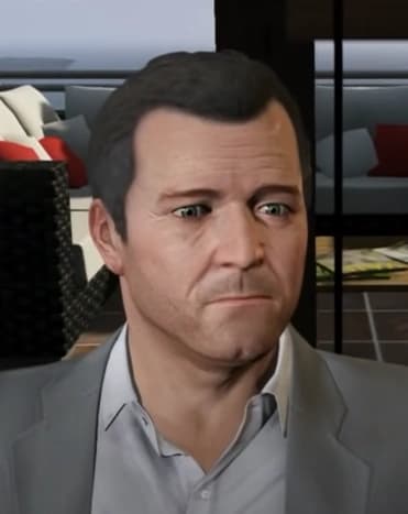 Michael De Santa, as they appear in GTA V.