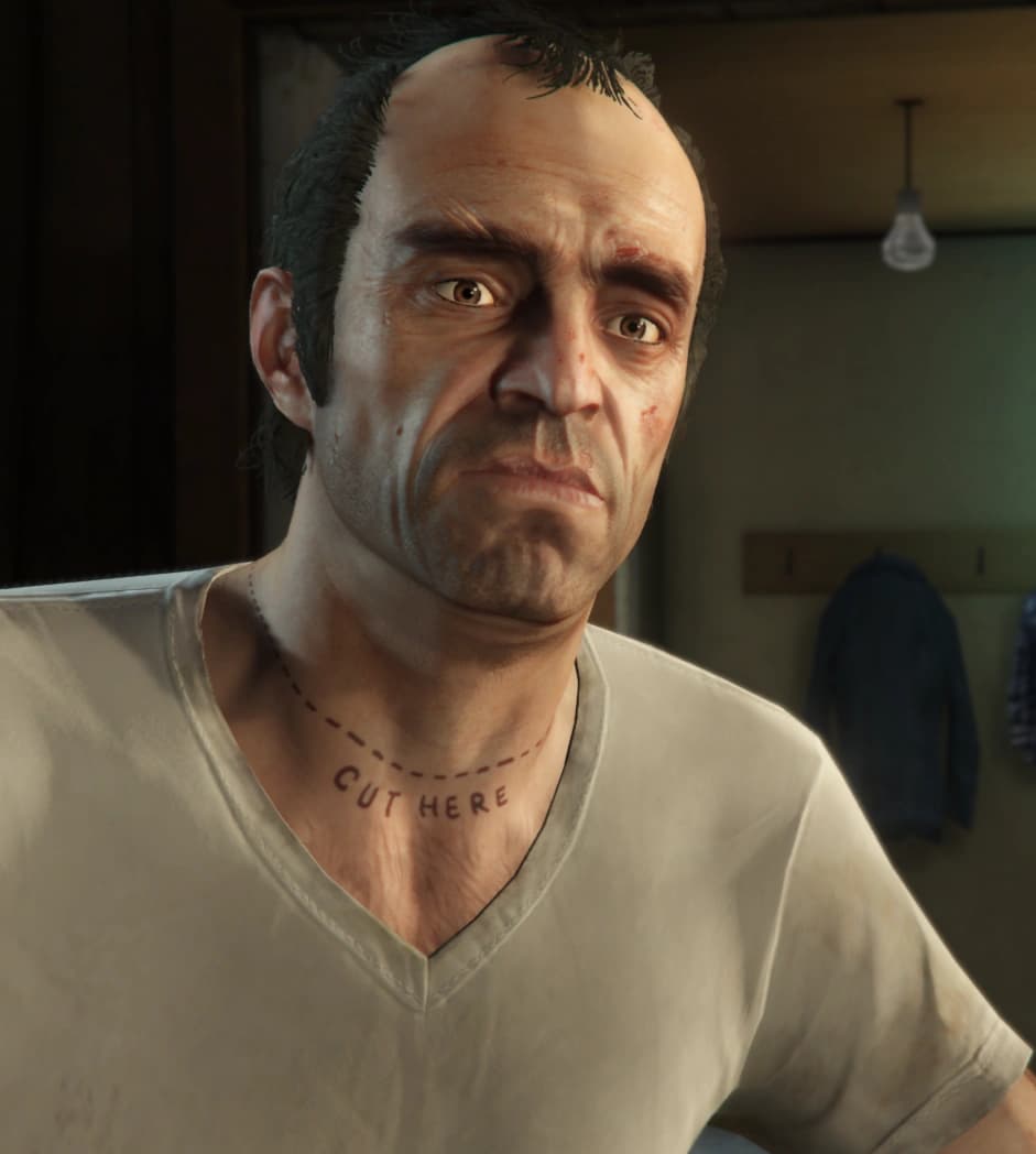 Trevor Philips, as they appear in GTA V.