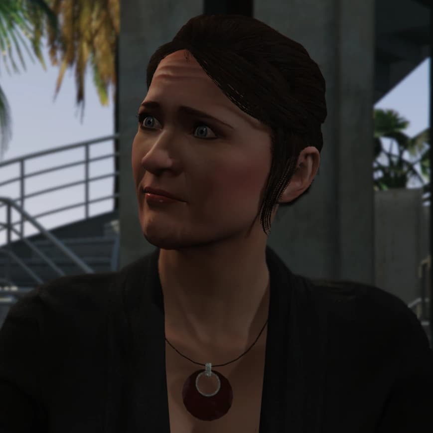 Amanda De Santa, as they appear in GTA V.