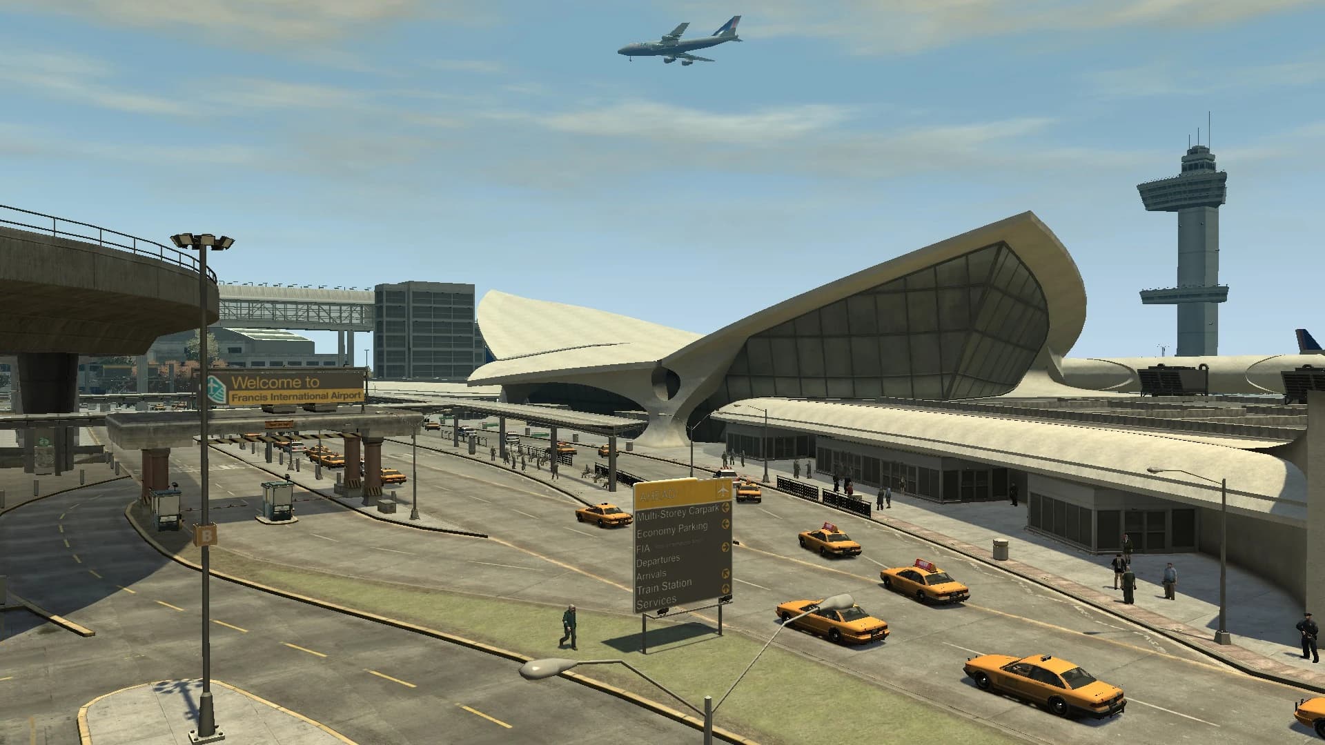 Francis International Airport in Dukes, its terminal and apron under a grey sky.