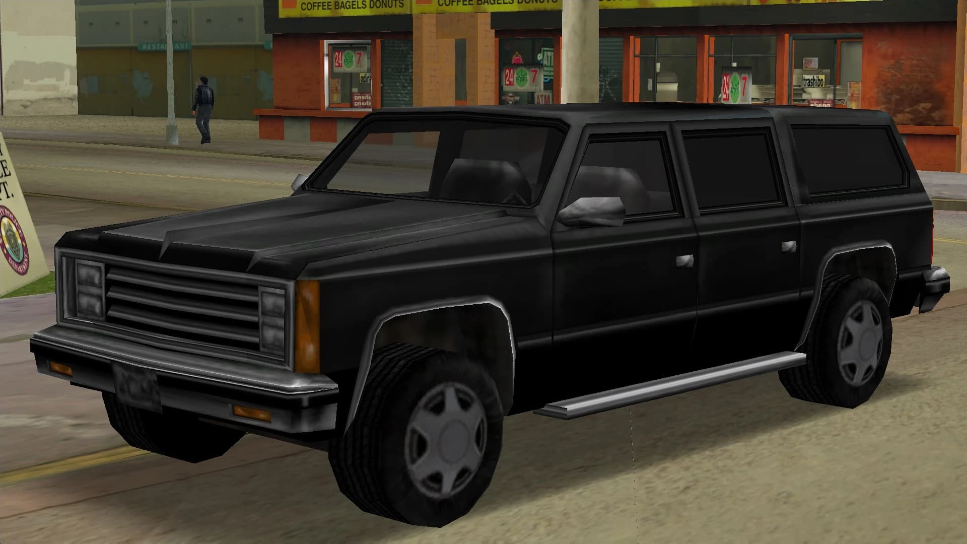 A black FBI Rancher four-by-four, front three-quarter view.
