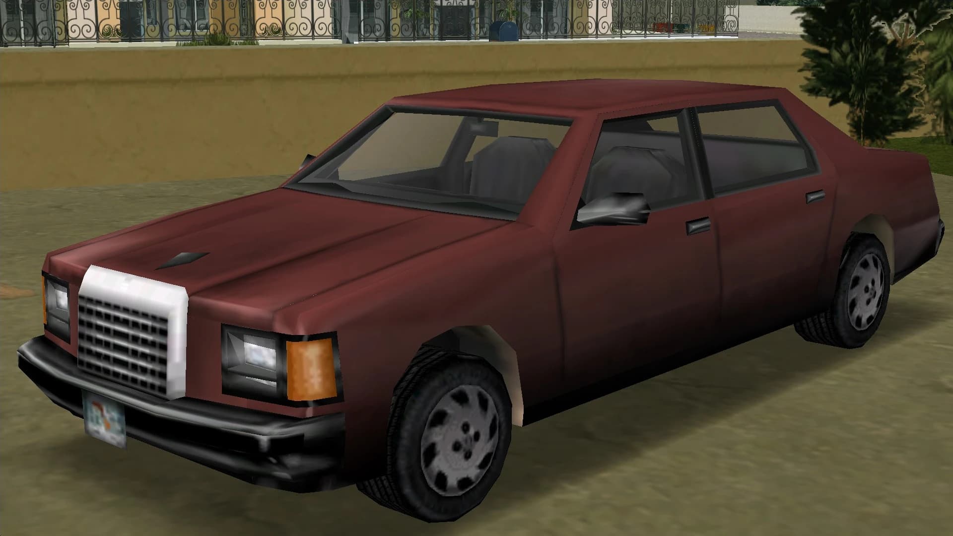 A maroon Washington saloon, front three-quarter view.
