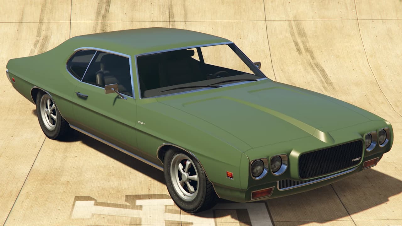 An olive green Imponte Arbiter GT, front three-quarter view.