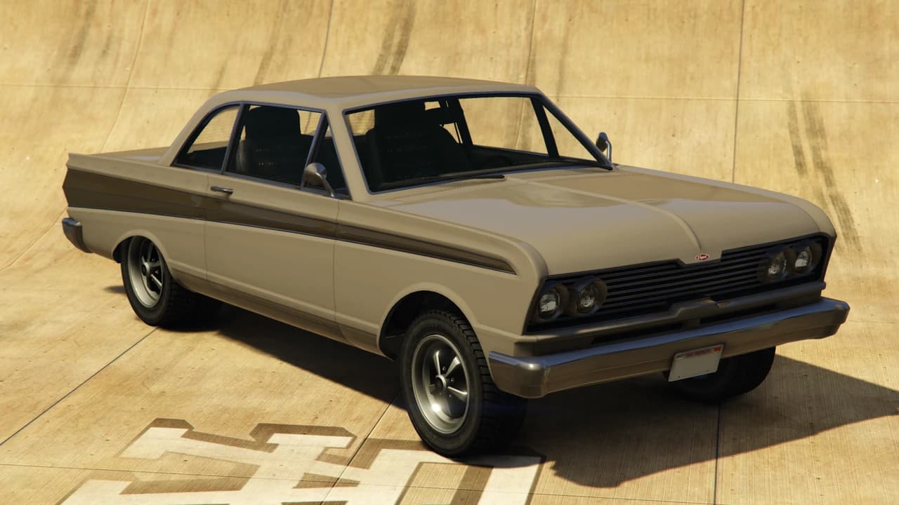 A beige Vapid Blade, front three-quarter view.