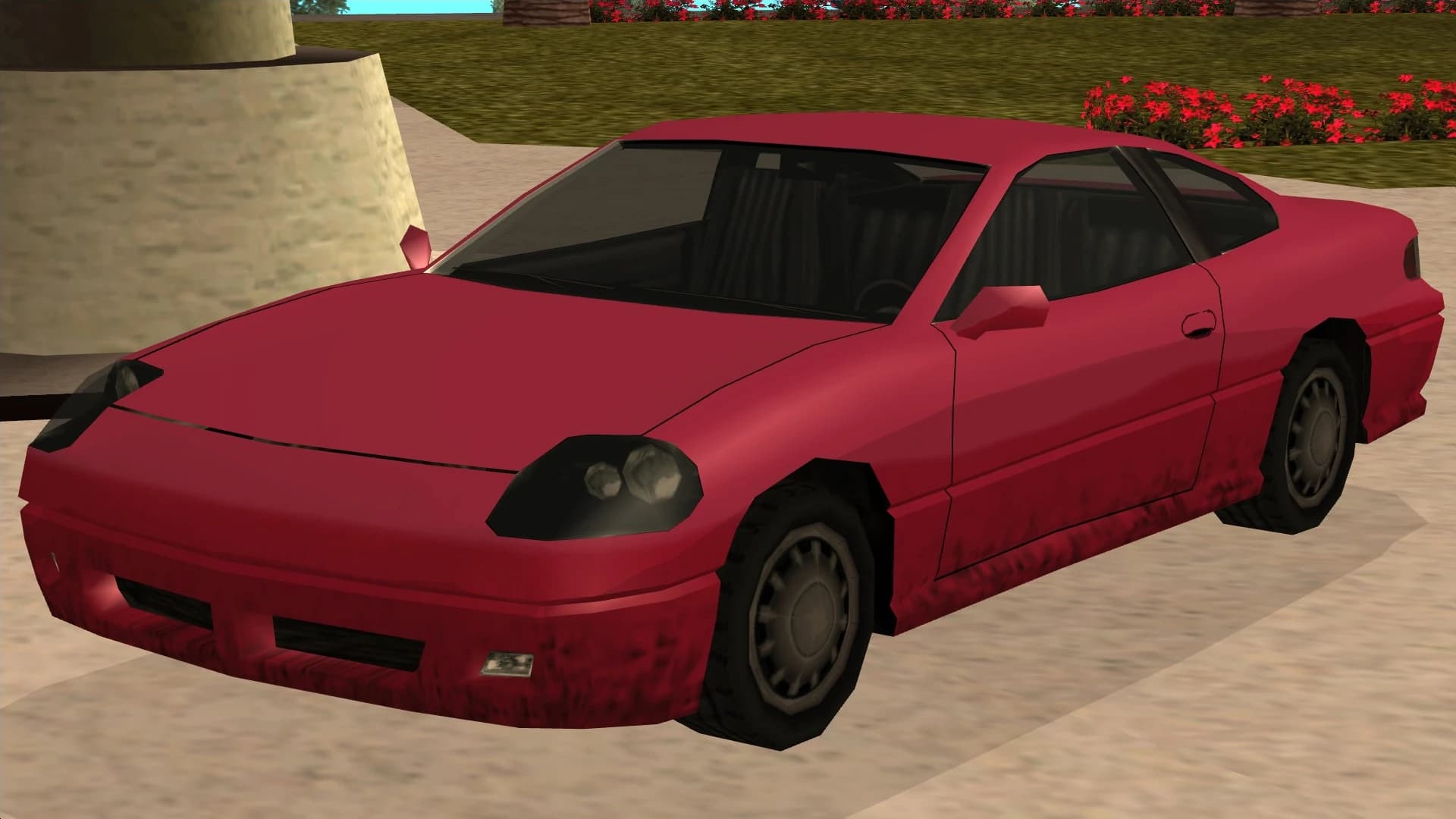 The Alpha, a wedge-nosed two-door sports coupe, front three-quarter view.