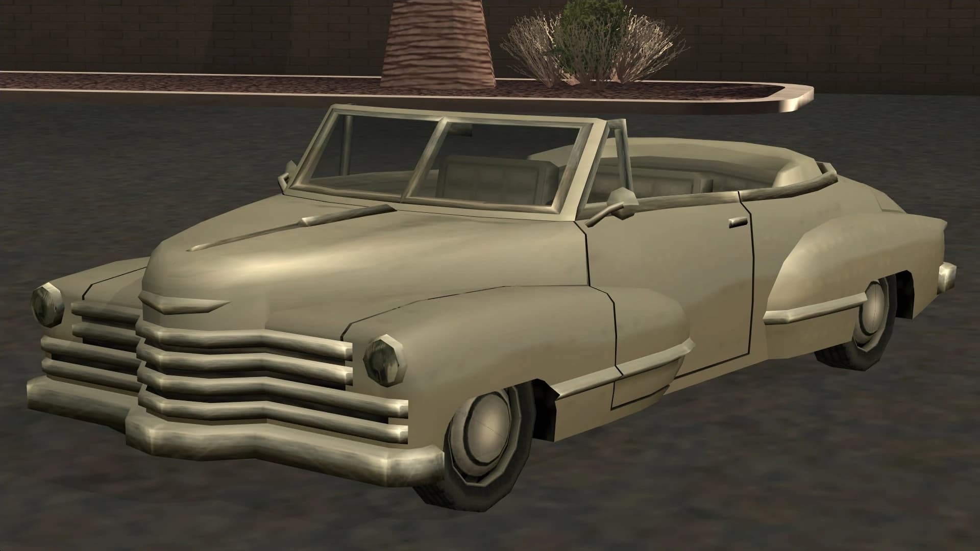 The Broadway, a long two-door lowrider coupe, front three-quarter view.