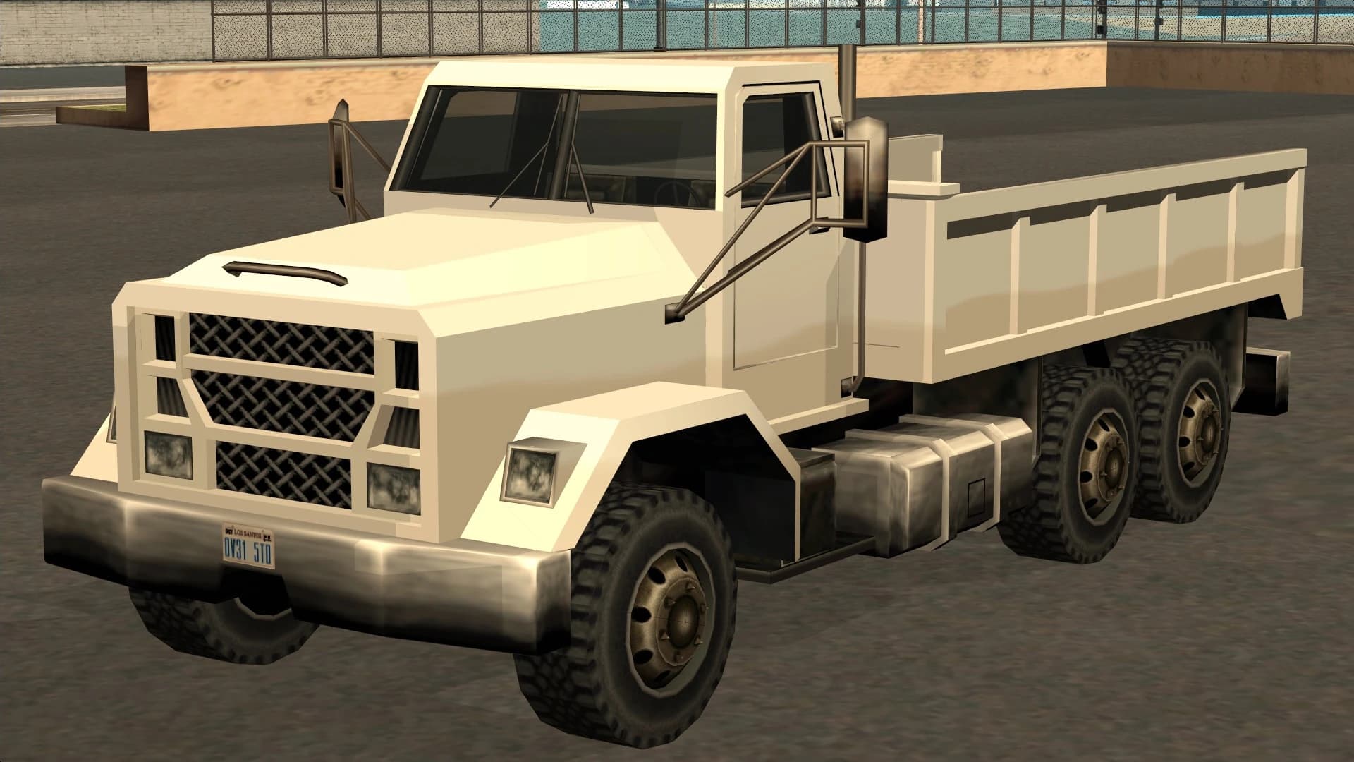 The Flatbed, a heavy flatbed recovery lorry, front three-quarter view.