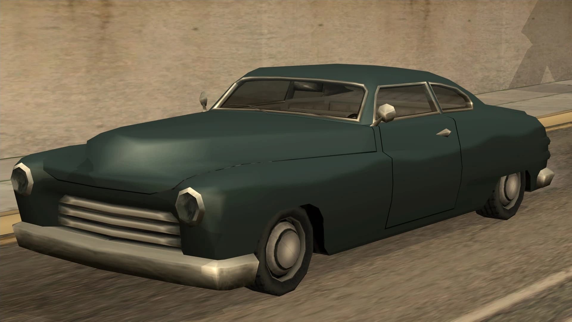 The Hermes, a rounded pre-war two-door coupe, front three-quarter view.