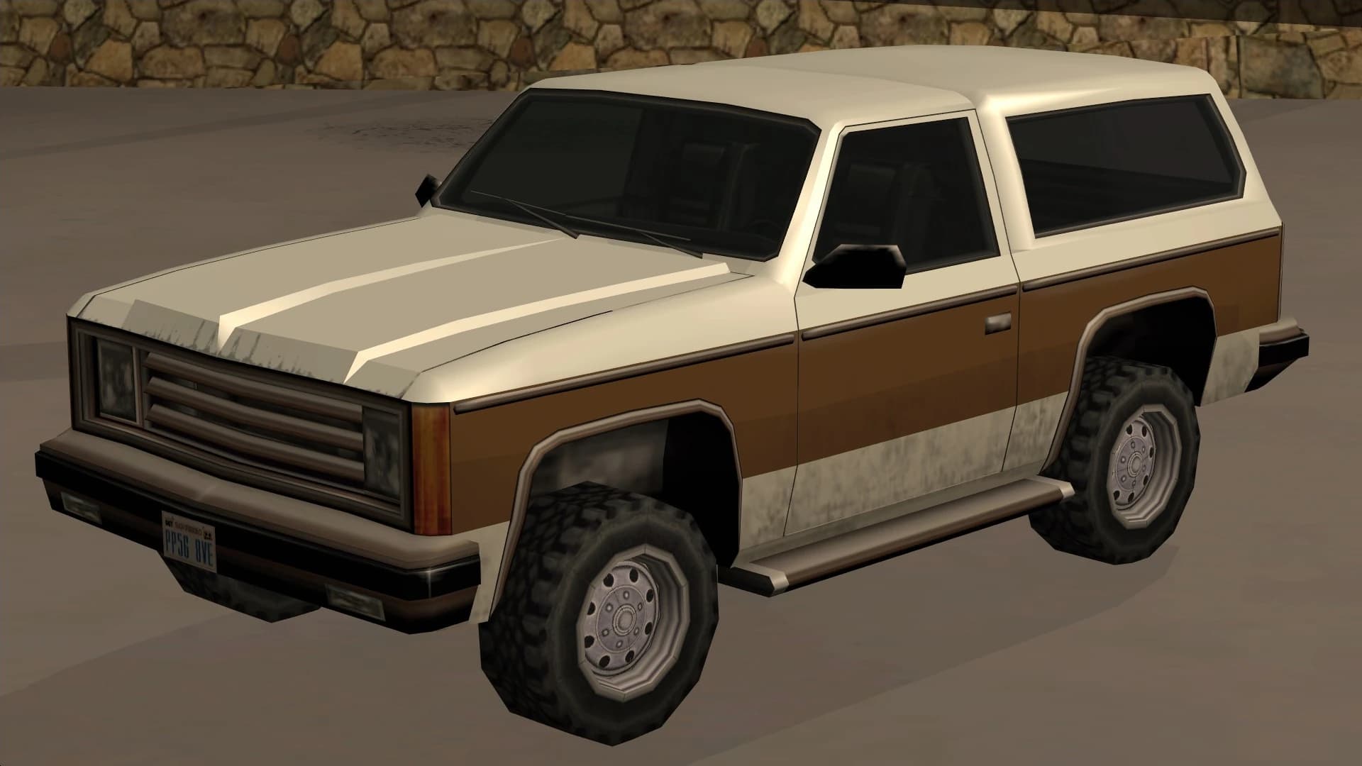 The Rancher, a two-door off-roader with a hard top, front three-quarter view.
