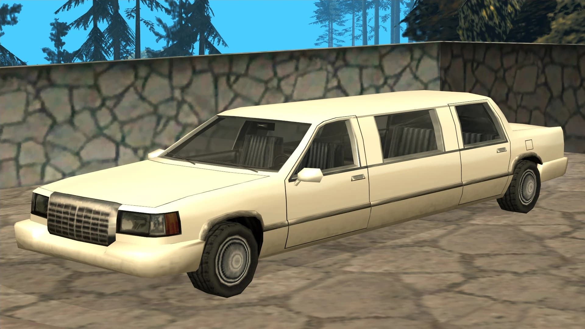 The Stretch, a stretched limousine, front three-quarter view.