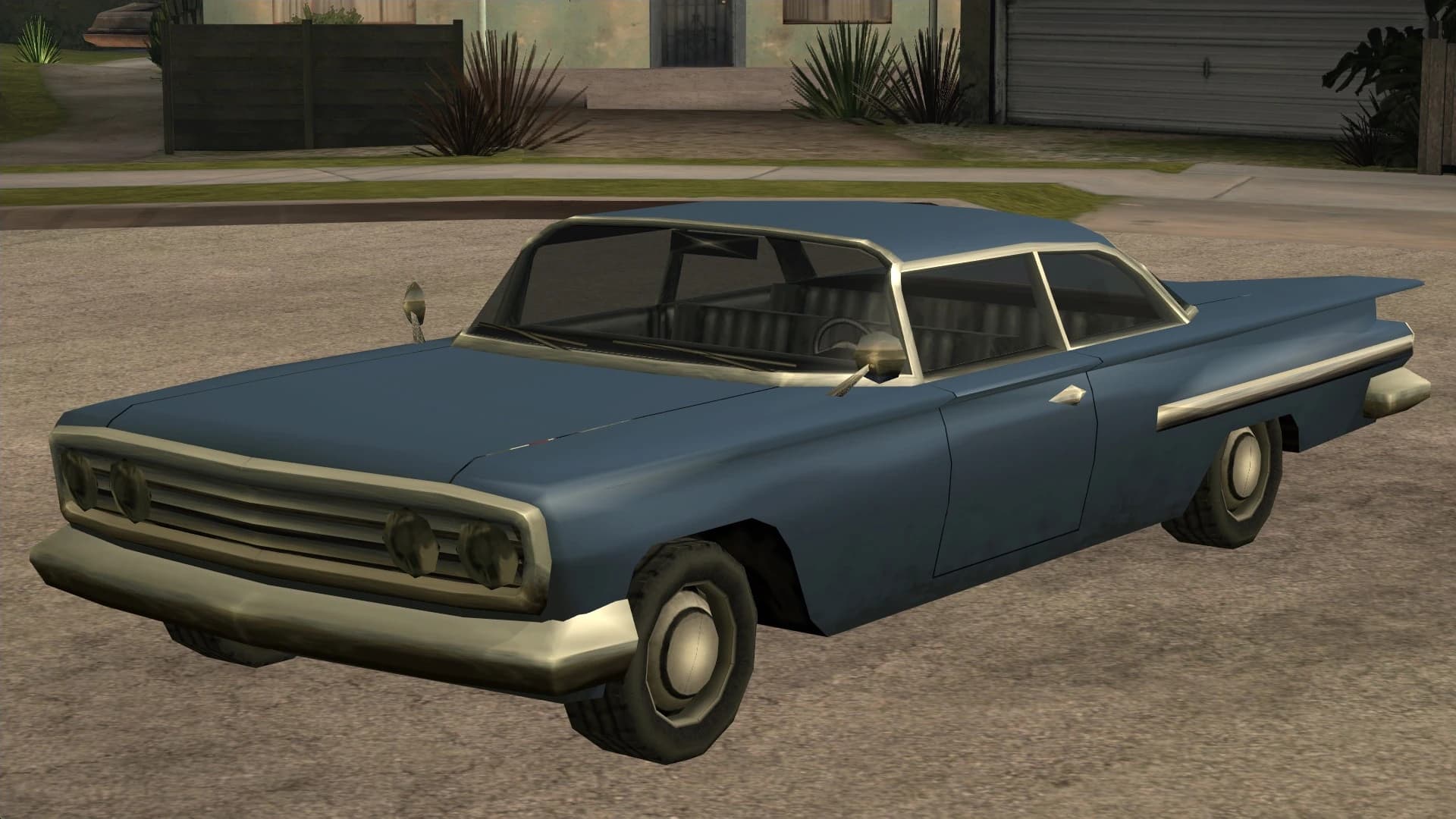 The Voodoo, a finned two-door lowrider, front three-quarter view.