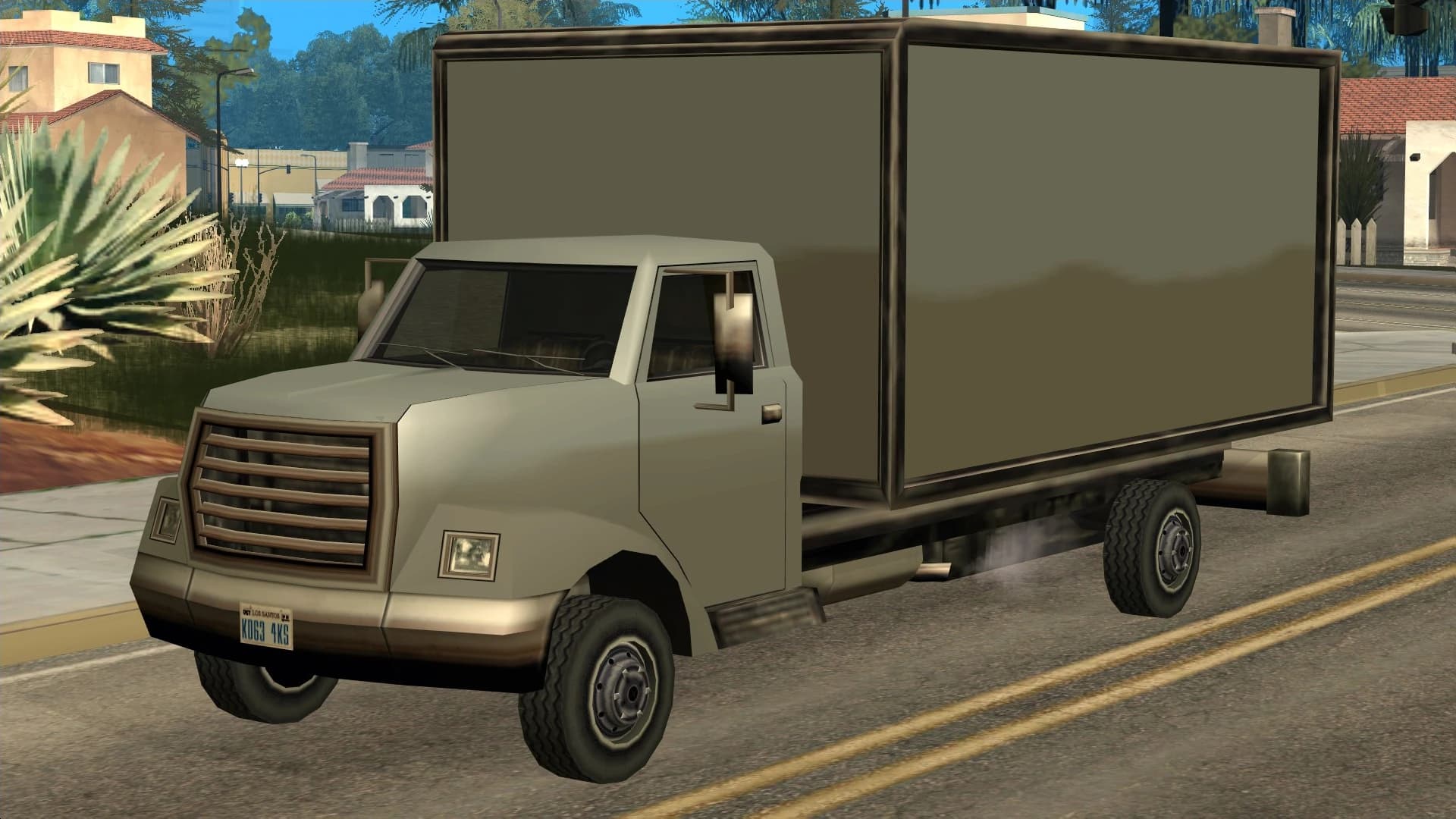 The Yankee, a box-bodied delivery lorry, front three-quarter view.