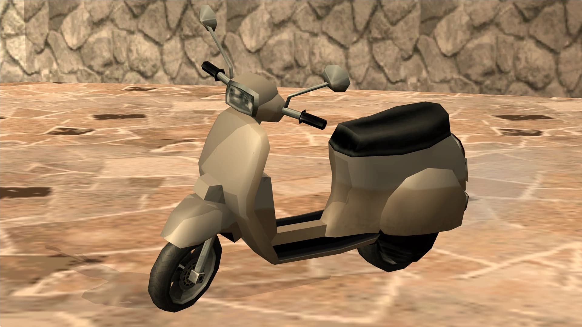 The Faggio, a small step-through scooter, front three-quarter view.