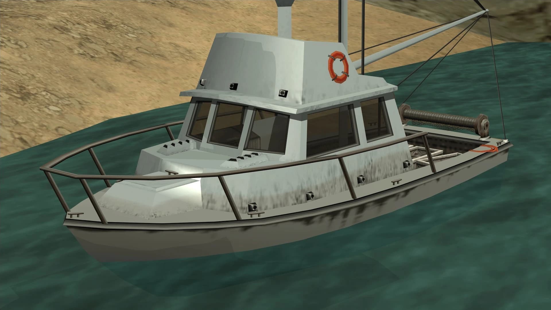 The Reefer, a small fishing boat with a raised wheelhouse, seen from above and to the front.