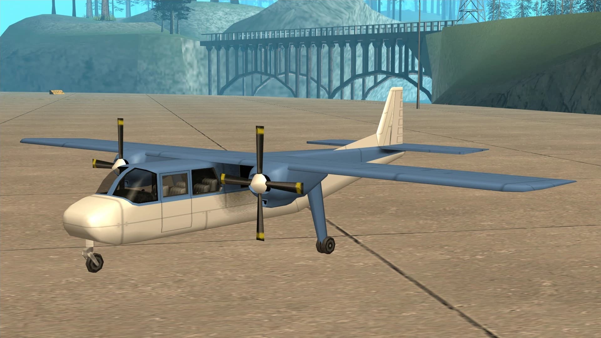 The Beagle, a twin-propeller light passenger aircraft, side view.