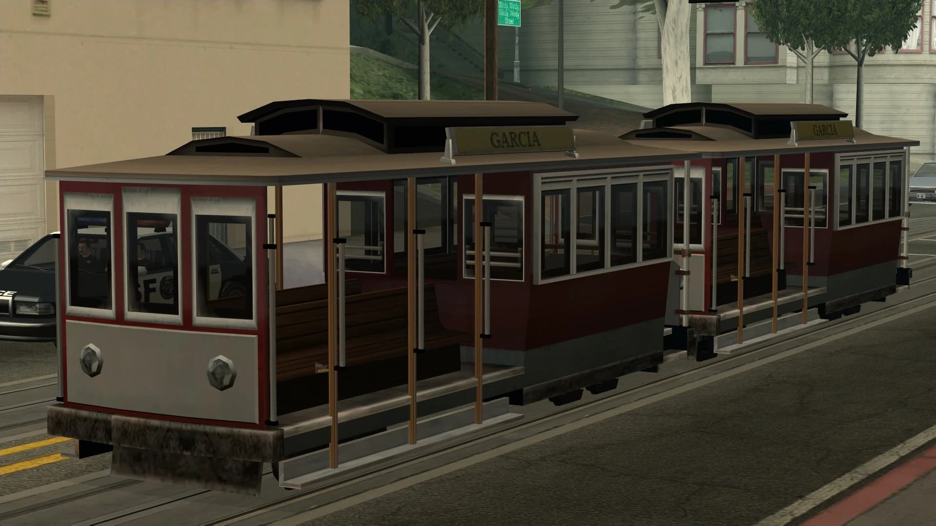 The Tram, a San Fierro cable car, front three-quarter view.