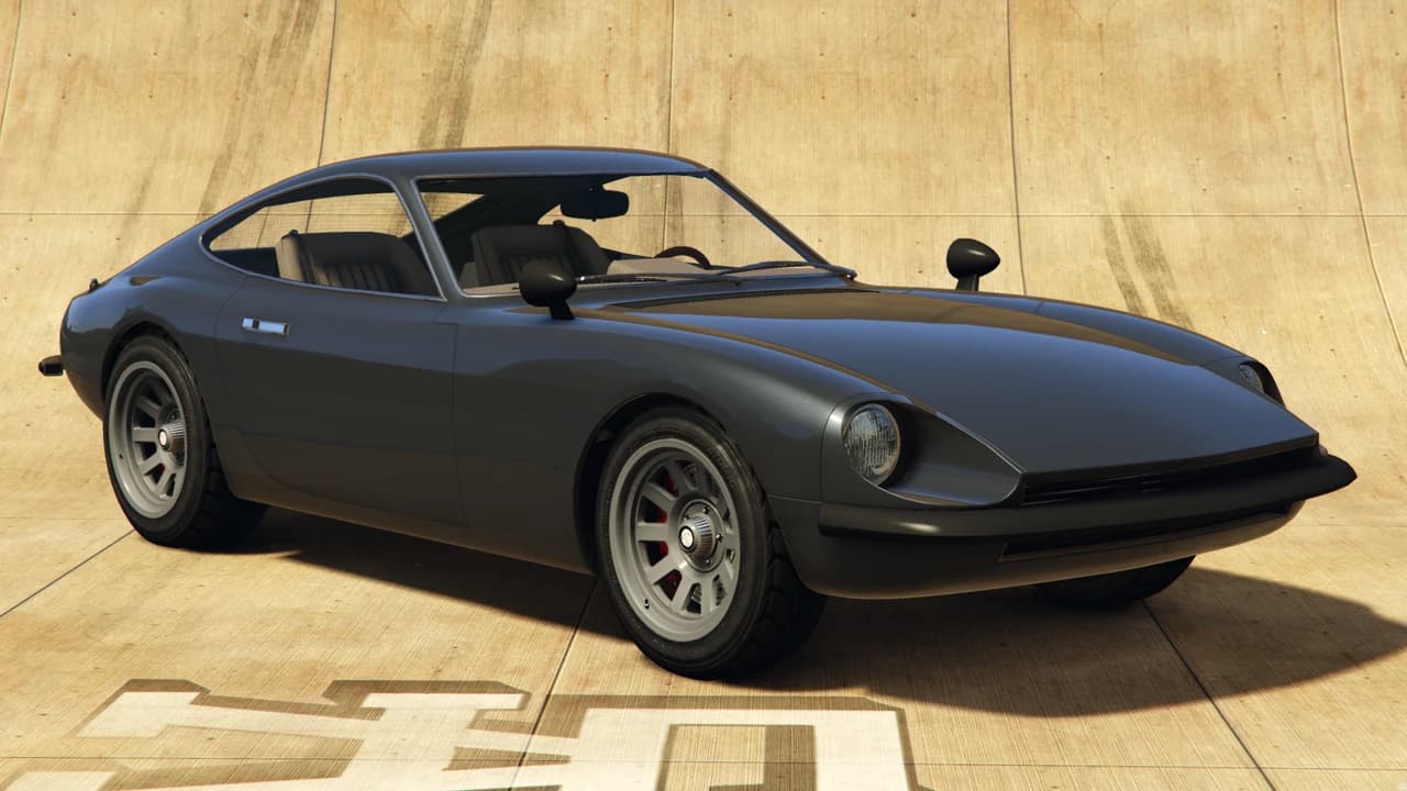 A dark grey Karin 190z, front three-quarter view.