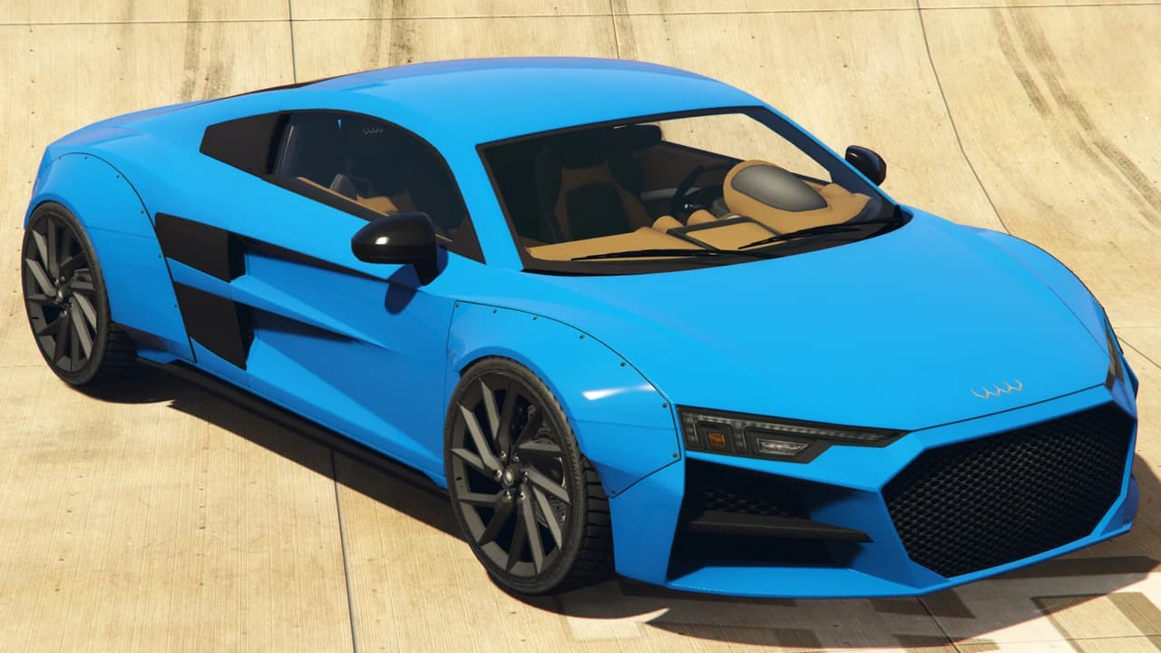 A blue Obey 10F Widebody, showing its bolted fender flares, front three-quarter view.
