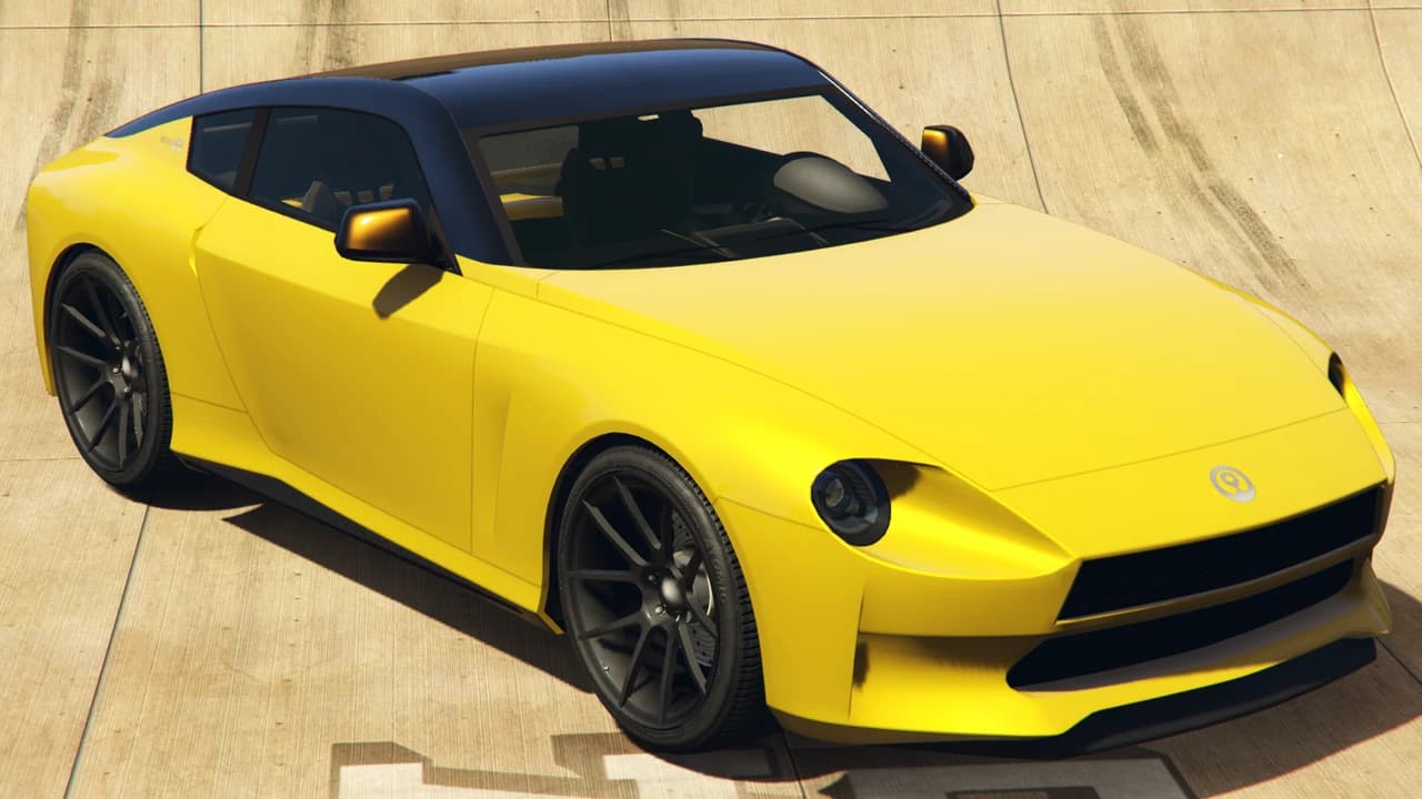 A yellow Annis 300R with a black roof, front three-quarter view.