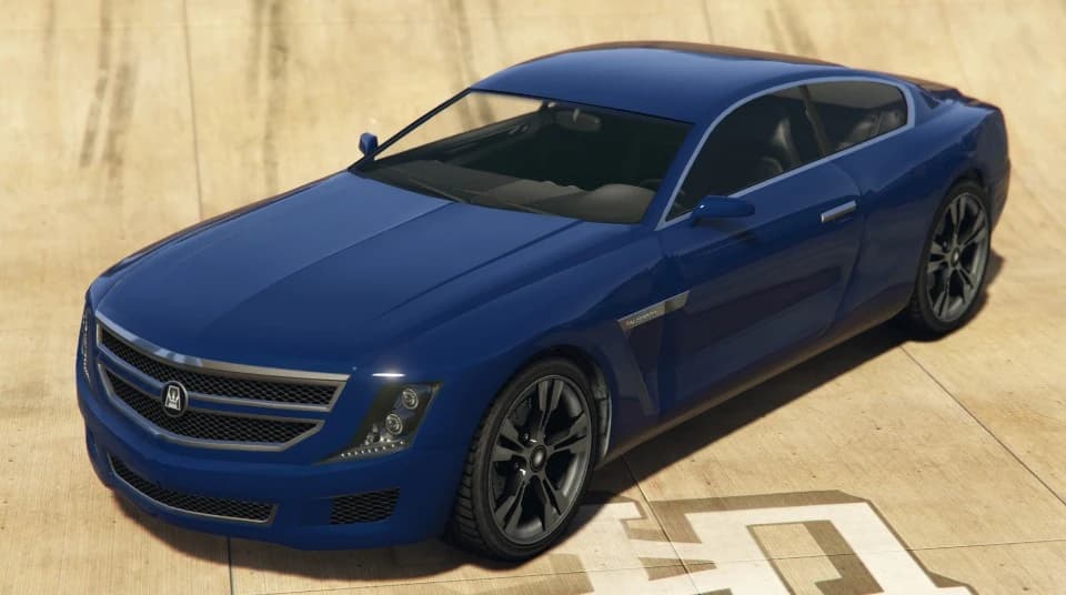 A blue Albany Alpha, front three-quarter view.