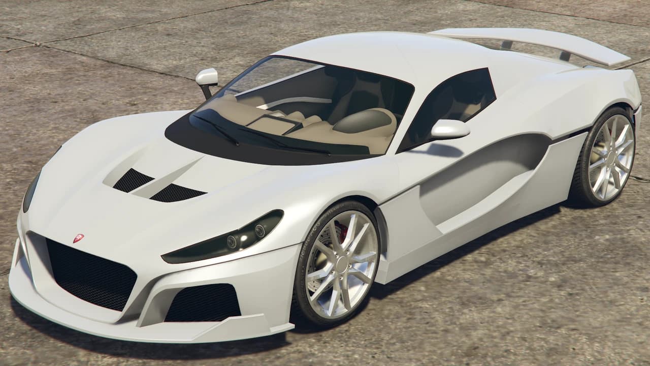 A white Coil Cyclone II with a raised rear wing and front splitter canards, front three-quarter view.