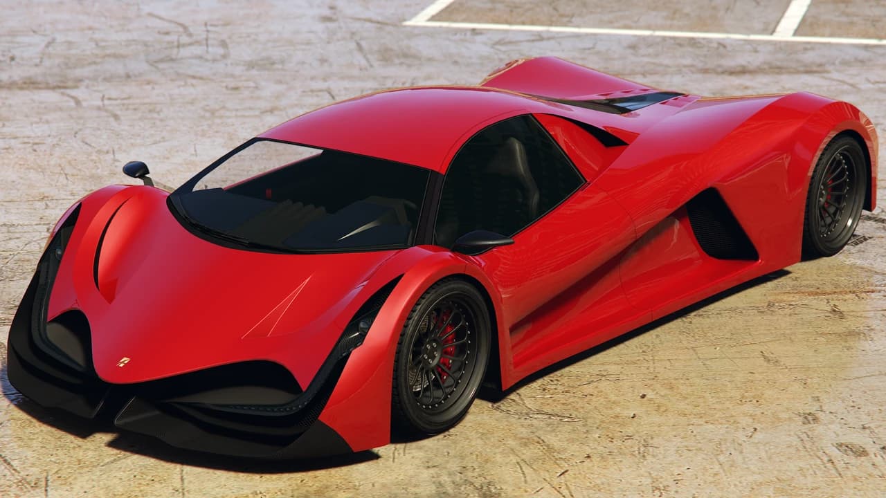 A red Principe Deveste Eight, front three-quarter view.