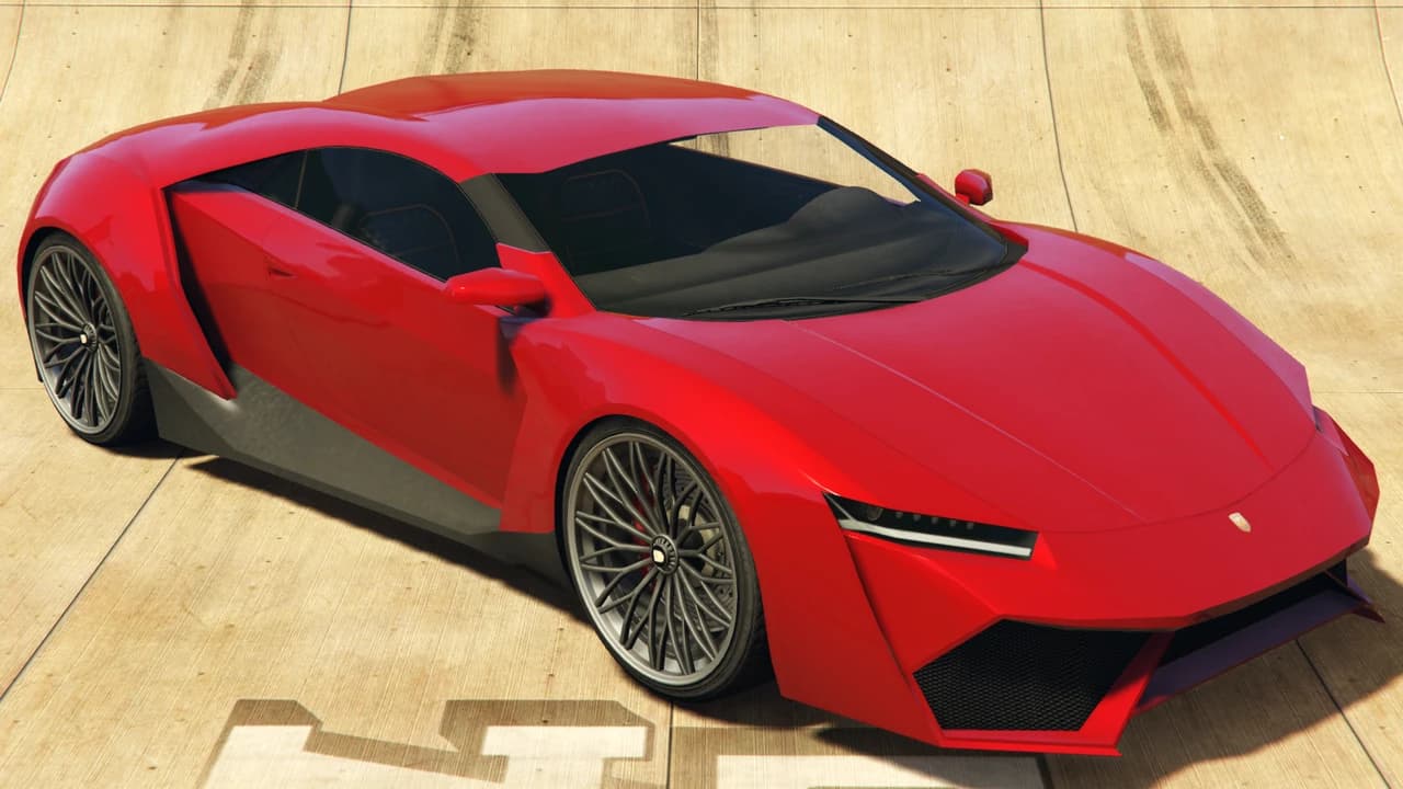A red Pegassi Reaper, front three-quarter view.
